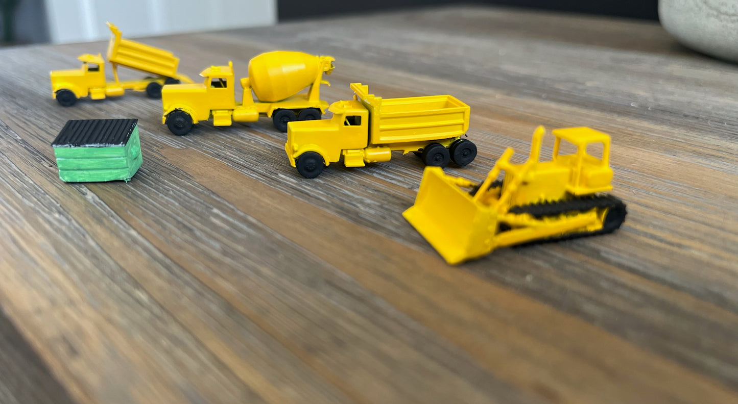 N SCALE 1:160 CONSTRUCTION Accessories. BULLDOZER, DUMP TRUCK, CEMENT TRUCK Pack