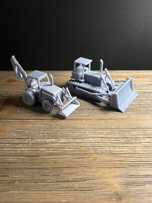 HO SCALE 1:87 CONSTRUCTION VEHICLES. BULLDOZER AND EXCAVATOR (2pk)