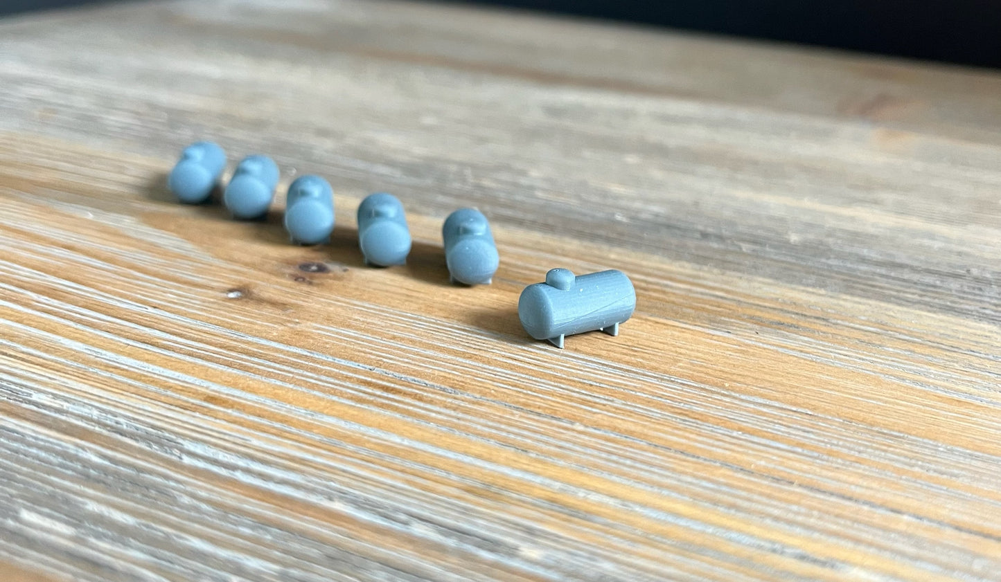 N SCALE 1:160 PROPANE TANKS (6pk) 3D PRINTED RESIN