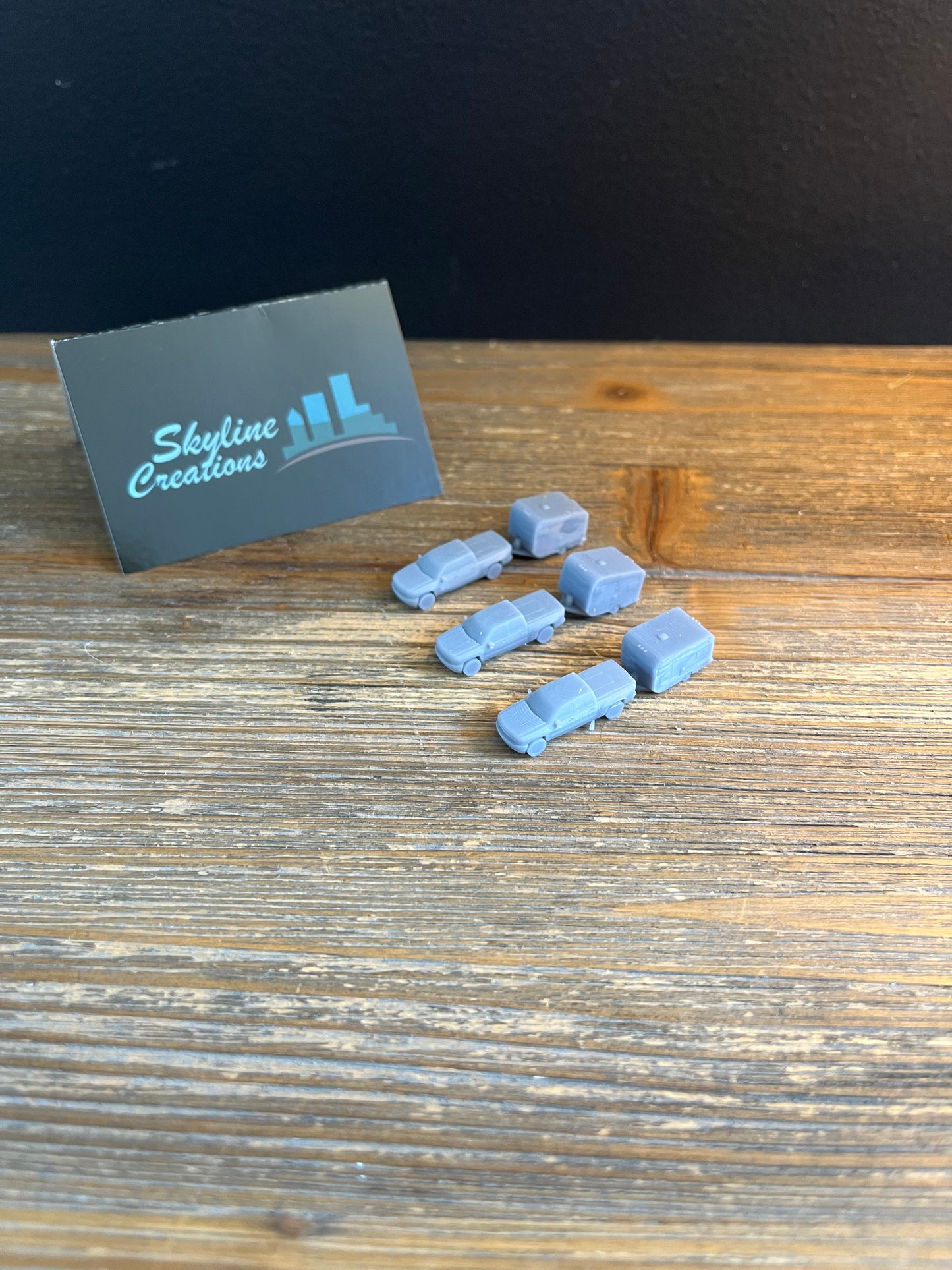 Z SCALE 1:220 PICKUP TRUCK AND PULL BEHIND CAMPERS (3pk)