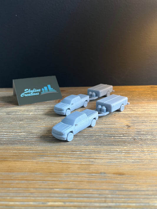 HO SCALE 1:87 PICKUP TRUCK WITH CAMPER (2pk)